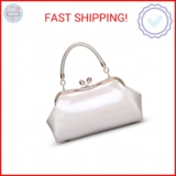 ZiMing Shiny Patent Leather Handbags Women Vintage Kiss Lock Tote Bags with Meta