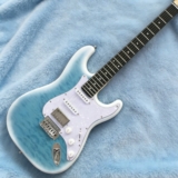 S-T electric guitar blue quilted maple top tremolo bridge SSH pickups guitar