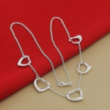Heartfelt Romance 925 Sterling Silver Five Heart Pendant Necklace Chain Gift