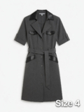 Sharagano Gray Shirt Dress Size 4 Faux Leather Trim Belted NWT