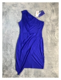 PRETTYGARDEN Royal Blue One Shoulder Ruched Bodycon Dress Size M NWT Cocktail