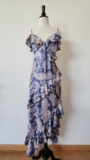 New Anthro Midi Dress Size Medium Purple Satin Paisley Wedding Romantic Prom