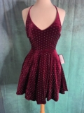 City Studios Party Pink Juniors size 5/6 Wine Velvet Rhinestone Mini Dress NWT