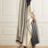 Mlle Gabrielle Womens cotton striped collared short tab sleeve belted midi Dress