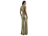 Lauren Ralph Lauren Retleah Sleeveless Gown Women’s 16 Olive/Gold Halter Neck