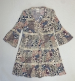 Knox Rose Short Dress S Prarie Cottage Patchwork Lace Tiered Boho Peasant