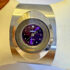 Cherry Watch Ladies Quartz Purple Dial Wide Steel Cuff Bangle