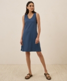 Pact Women’s Softspun A-Line Tank Dress Small French Navy Comfortable Casual