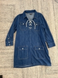 J Crew Size 2X Harbor Denim Blue Indigo Wash Dress Rope Lace Up
