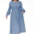 Jessica Simpson Midi Dress Woman Short Sleeve Stretch Knit Blue Black NWT XL-XXL