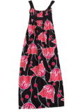 Bisou Bisou Womens Sleeveless Maxi Dress Sz 12 Black Pink Floral Back Tie NWOT