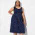 Talbots Floral Dress Womens MP Medium Petite Blue White Crochet Vacation Wedding