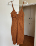 H&M Brown/Orange Knit Tie Front Strappy Summer Dress S