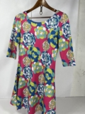 Tracy Negoshian Dress Emily 3/4 Sleeve Scoop Neck Stretch Catalina
