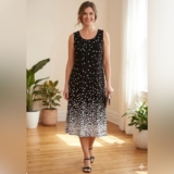 NWT Perceptions Black and White Dot Midi Dress size XL
