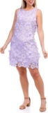 Nina Leonard Round-Neck Crochet Lace Sheath Dress – LAVENDER – Midi