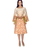 Ashro Summer Church Party Wedding Orange Floral Dress Sz 16 Bell Ruffle Sleeve