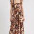 Ashro Summer Church Party Wedding Orange Floral Dress Sz 16 Bell Ruffle Sleeve