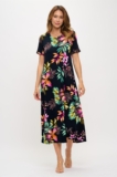 Travel Knit Dress, long A-Line S/S, Stretchy NO-IRON poly/span.  #479