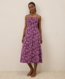 Pact Women’s Fit & Flare Midi Dress Small Short Looking Glass Floral Sangria