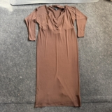 Eloquii Dress Womens 14, Long Sleeve Maxi Cowl Neck Back Slit Stretch Knit Brown