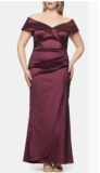 Xscape Andie Off the Shoulder Ruffle Taffeta Gown Size 20W Wine