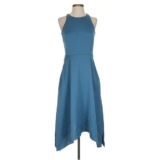 Banana Republic Women’s Size 6 Racer-Neck Fit-and-Flare Dress Dusty Blue Gray