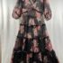Suzi Chin Maggy Boutique Blue Silk Sheath Dress Sz 4 Draped Cap Sleeve Cocktail