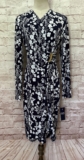Chaps Womens Dress Floral Long Sleeve Stretch Midi Faux Wrap Surplice Size 6 NEW