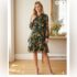 Chaps Womens Dress Floral Long Sleeve Stretch Midi Faux Wrap Surplice Size 6 NEW