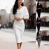 Newport News L Green Solid V-Neck Ruffle Sleeve Stretch Jersey Maxi Dress