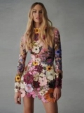 Party Dress Women’s O-neck Long-sleeved 3d Flower Lace Applique Dress