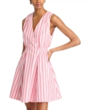 Derek Lam 10 Crosby Tia Benibana Pink Striped Fit & Flare Mini Dress Size 4