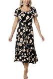 Colleen Lopez Flutter-Sleeve Midi Dress with Pockets Black Floral