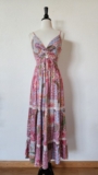 New Anthro Maxi Dress Size Small XS Floral Pink Wedding Coquette Garden Crochet