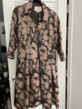 Gal Meets Glam Floral Jacquard Fit & Flare Collared Midi Coat Size 10