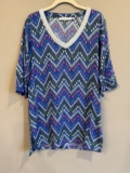 Walker And Wade Blue Colorful Dress Beaded Collar Small Beach Vacation