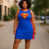 Superwoman  Graphic Print Jersey Dress