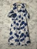 Ivanka Trump Floral Fit And Flare Dress Cold Shoulder White Blue Cotton Sz 12
