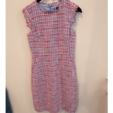 J. Crew Red White Blue Tweed Fringe Sheath Dress L6613 Size 6