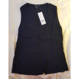 NWT French Connection Hannah Crepe Utility Blue S/Less Top Size $78 Retail