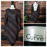 Kimcine Curve Dress Size M Bodycon Glitter Sparkle Open Back Sexy USA Made