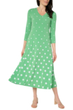 Attitudes by Renee Women’s Como Jersey Ombre PolkaDot Midi Dress Green