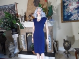 Lanvin Navy Blue Knit Sheath Dress with Exposed Shoulder Pads Size M