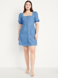 OLD NAVY ~ New! NWT XL XXL or 3X ~ Chambray Blue Puff-Sleeve Jean Mini Dress B52