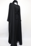 3 Piece Set Marble Open Kimono  Abaya with Inner Dress Muslim Maxi Dress Black
