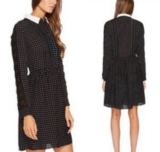 The Kooples romantic Polka Dots crepe lace  black dress L Wednesday