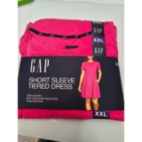 Gap Short Sleeve Tiered Dress Beetroot Purple Slub Jersey Cotton XXL NWT