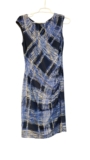 Ellen Tracy Woman Size 6 Blue Stripe Formal Sleeveless BodyCon Ruch Dress Office