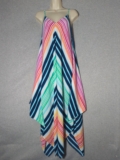 Tommy Bahama Spaguetti Shift Maxi Summer Dress Multi Striped S/M Asymmetrical